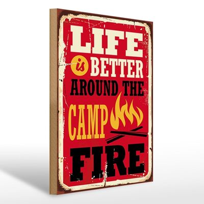 Letrero de madera retro, 40x30cm, Life Better Camp Fire, letrero decorativo para acampar