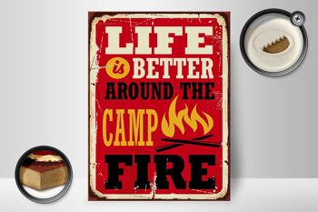 Panneau en bois rétro 40x30cm, signe décoratif de camping, vie meilleure, feu de camp 2
