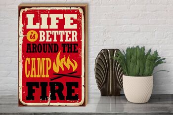 Panneau en bois rétro 40x30cm, signe décoratif de camping, vie meilleure, feu de camp 3