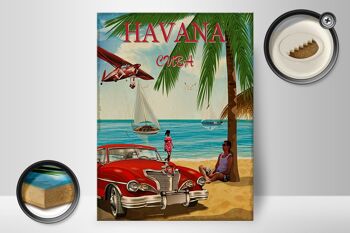 Panneau en bois La Havane 30x40cm Cuba rétro signe de palmier de vacances 2