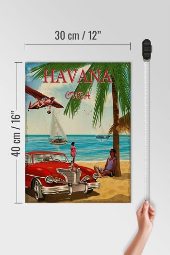 Panneau en bois La Havane 30x40cm Cuba rétro signe de palmier de vacances 4