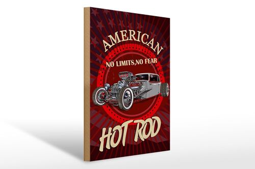 Holzschild American 30x40cm hot rod Auto no limits no fear Schild