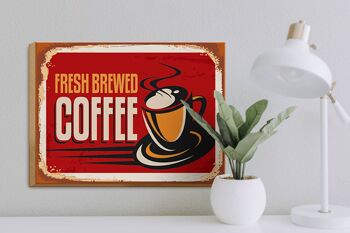 Panneau décoratif en bois pour café, 40x30cm, rétro, café fraîchement infusé 3