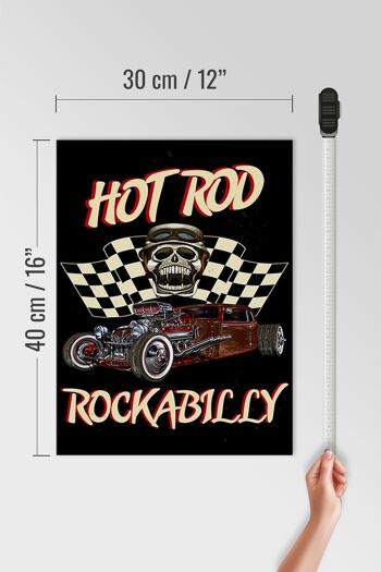 Panneau en bois voiture 30x40cm hot rod rockabilly, panneau décoratif 4