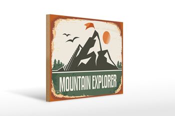 Panneau en bois rétro 40x30cm, panneau décoratif Mountain Explorer 1