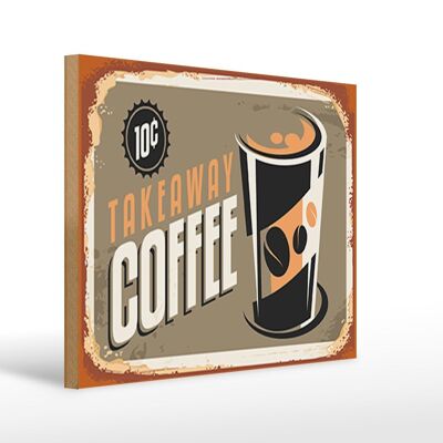 Wooden sign coffee 40x30cm Retro Coffee takeaway sign