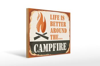 Panneau en bois camping 40x30cm La vie au feu de camp est meilleure panneau extérieur 1