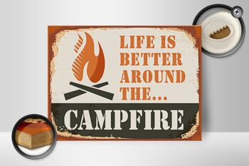 Panneau en bois camping 40x30cm La vie au feu de camp est meilleure panneau extérieur 2