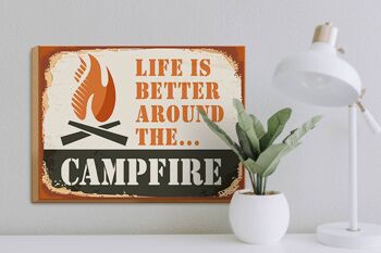 Panneau en bois camping 40x30cm La vie au feu de camp est meilleure panneau extérieur 3