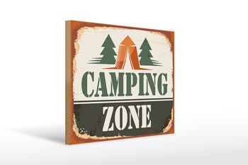 Panneau en bois camping 40x30cm panneau extérieur zone de camping 1