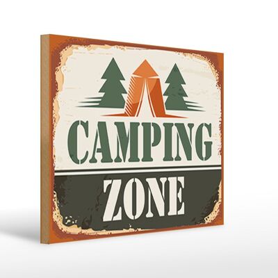 Holzschild Camping 40x30cm Camping Zone Outdoor Schild