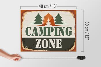 Panneau en bois camping 40x30cm panneau extérieur zone de camping 4