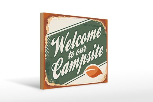 Holzschild Camping 40x30cm welcome to our Campsite Schild