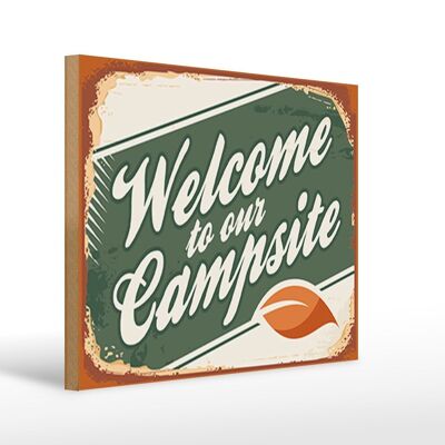 Holzschild Camping 40x30cm welcome to our Campsite Schild