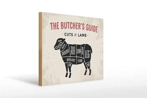 Holzschild Lamm 40x30cm Lamb cuts Metzgerei Fleisch Schild