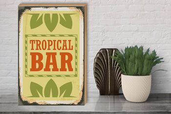 Panneau en bois 30x40cm Panneau décoratif Tropical Bar Summer 3