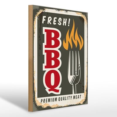 Holzschild Retro 30x40 fresh! BBQ Premium Quality meat Deko Schild