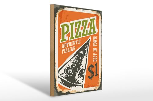 Holzschild Retro 30x40cm Pizza best in town 1$ Italian Deko Schild