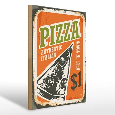 Cartello in legno retrò 30x40 cm Pizza migliore in città 1$ Cartello decorativo italiano