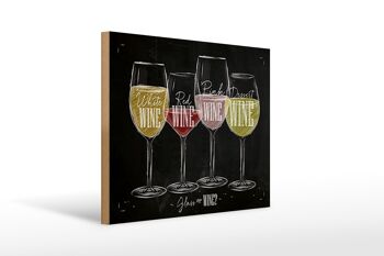 Panneau en bois vin 30x40cm Un verre de vin ? signe blanc rouge 1