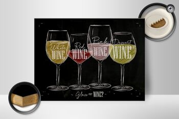 Panneau en bois vin 30x40cm Un verre de vin ? signe blanc rouge 2