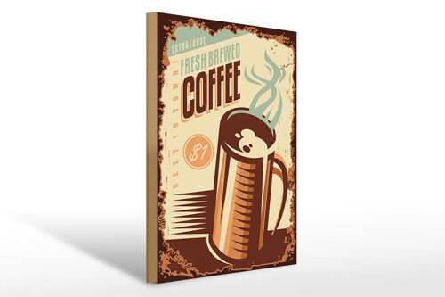Holzschild Retro 30x40cm Kaffee fresh brewed Coffee $1 Deko Schild