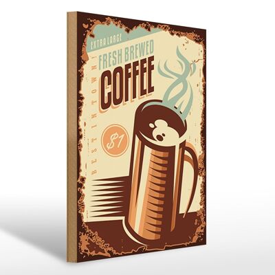 Wooden sign retro 30x40cm coffee fresh brewed coffee $1 decorative sign