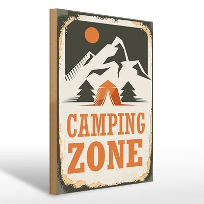 Letrero de madera camping 30x40cm zona de acampada cartel exterior