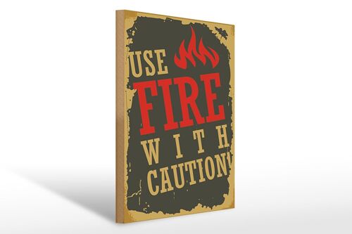 Holzschild Camping 30x40cm use fire with caution Schild