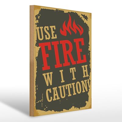 Cartello in legno da campeggio 30x40 cm utilizzare il fuoco con cartello di attenzione