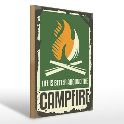 Wooden sign Camping 30x40cm campfire life is better sign
