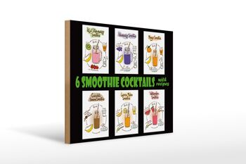 Panneau en bois 40x30cm 6 recettes de cocktails smoothies, panneau décoratif 1