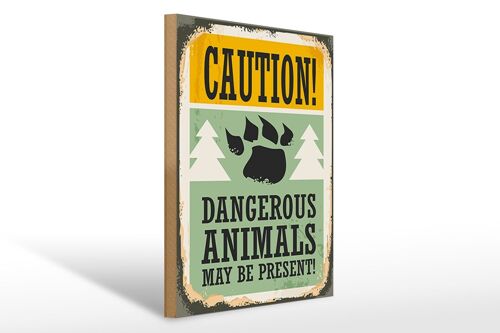 Holzschild Retro 30x40cm Caution dangerous animals Schild