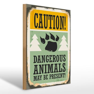Cartello in legno retrò 30x40 cm Cartello di attenzione agli animali pericolosi