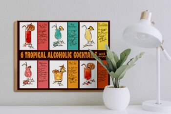 Panneau en bois 40x30cm 6 recettes de cocktails tropicaux panneau décoratif 3