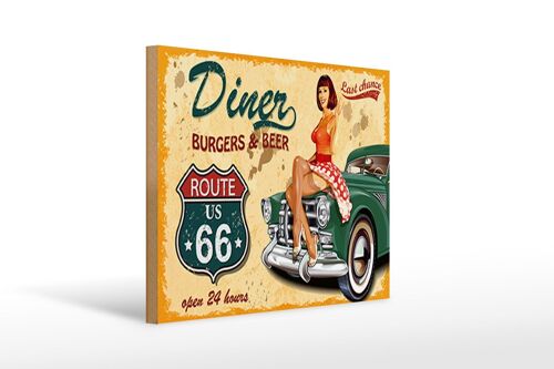 Holzschild Pinup 40x30cm Retro diner burgers beer Schild