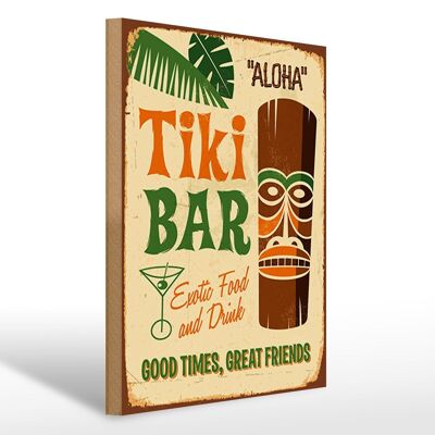 Cartello in legno 30x40 cm Tiki Bar Aloha Exotic Food. Cartello decorativo