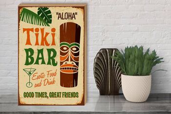 Panneau en bois 30x40cm Tiki Bar Aloha Exotic Food, panneau décoratif 3