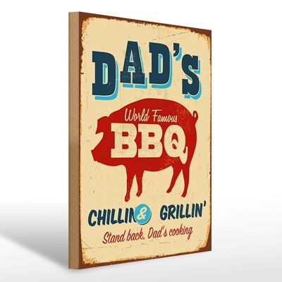 Letrero de madera retro 30x40cm, el mundialmente famoso cartel BBQ grillin de papá