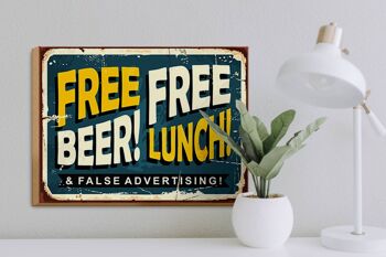 Panneau en bois rétro 40x30cm Panneau de déjeuner de bière gratuit 3