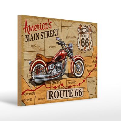 Holzschild Motorrad 40x30cm America`s main street route 66 Schild