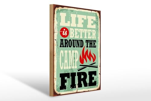 Holzschild Retro 30x40cm Camping campfire life is better Schild