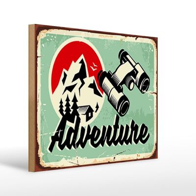Panneau en bois rétro 40x30cm, panneau décoratif d'extérieur aventure aventure