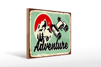 Panneau en bois rétro 40x30cm, panneau décoratif d'extérieur aventure aventure 1