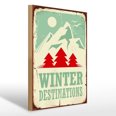 Letrero de madera retro 30x40cm destinos de esquí de invierno letrero de aventura