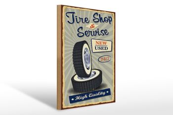 Panneau en bois rétro 30x40cm Tire Shop Service 24/7 nouveau panneau d'occasion 1