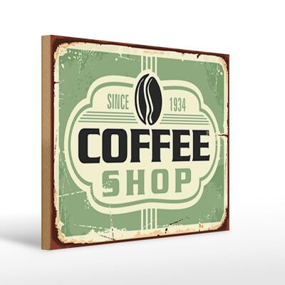 Cartello in legno retrò 40x30 cm Coffee Coffee Shop dal 1934