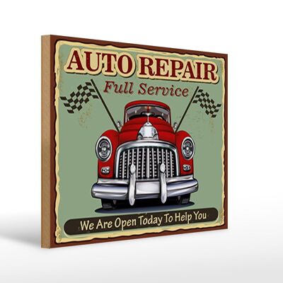 Holzschild Retro 40x30cm Auto repair full Service Schild