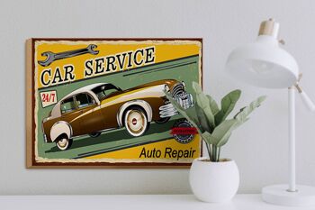 Panneau en bois rétro 40x30cm, panneau décoratif pour Service de voiture 24/7, réparation automobile 3