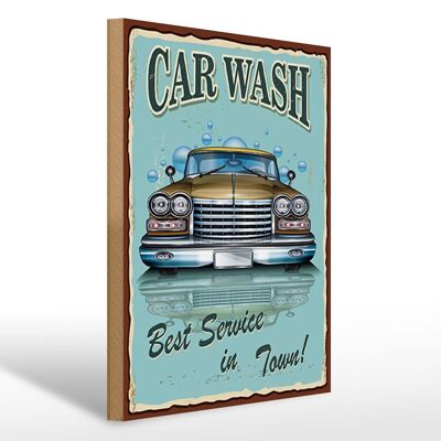 Holzschild Retro 30x40cm Car Wash best service in town Deko Schild